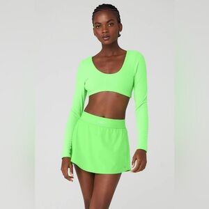 Alo Yoga green glow match point tennis skirt XXS